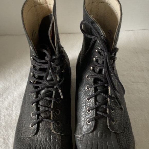 Brahma Black Lace-Up Boots with Textured Leather vintage - Picture 8 of 10